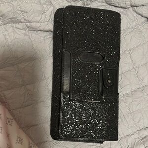Glitter Black Phone Wallet Case